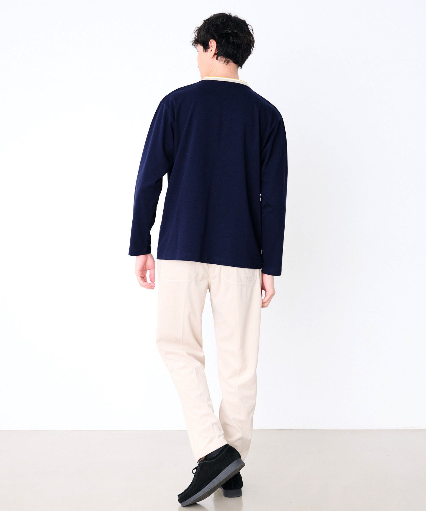 【予約】シェア カラ―リブライン Vネック ロングスリーブTシャツ