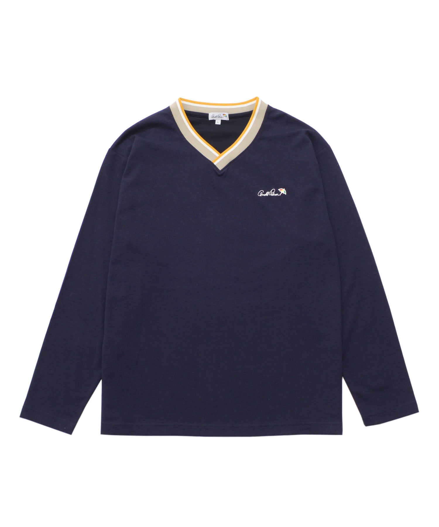 シェア カラ―リブライン Vネック ロングスリーブTシャツ（Tシャツ