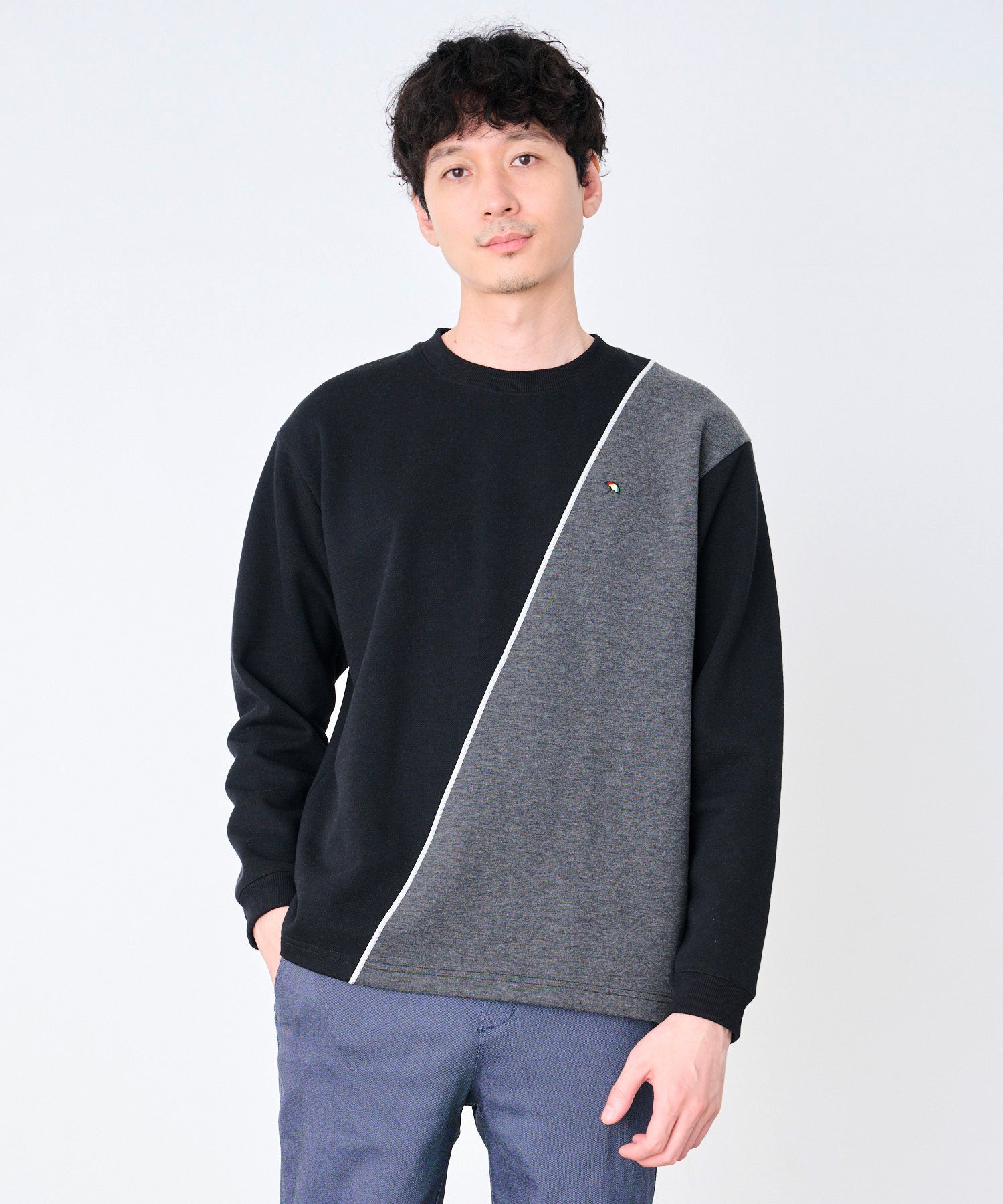 ピ*ロ様 アパルトモン americana 3/4 Sleeve Sweat プ カノコダブルフェイス ブロッキング ロングTシャツ（スウェット/メンズ