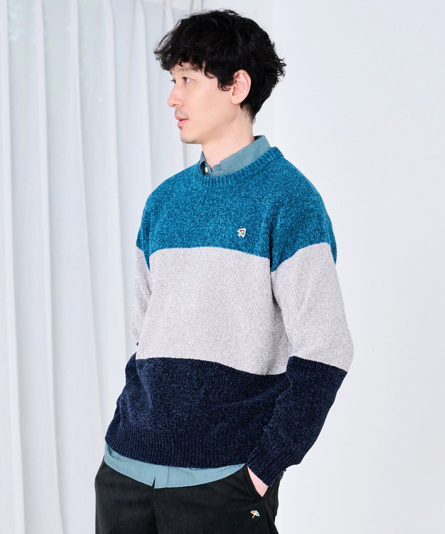 【タイムセール】モールニット カラーブロック プルオーバー