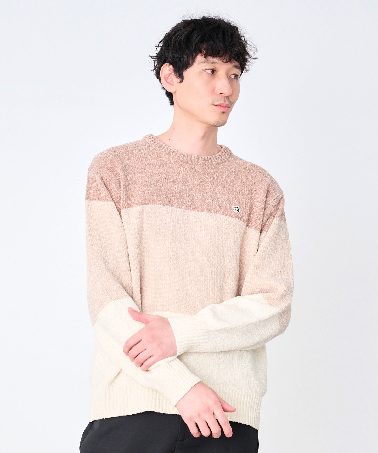 【タイムセール】モールニット カラーブロック プルオーバー