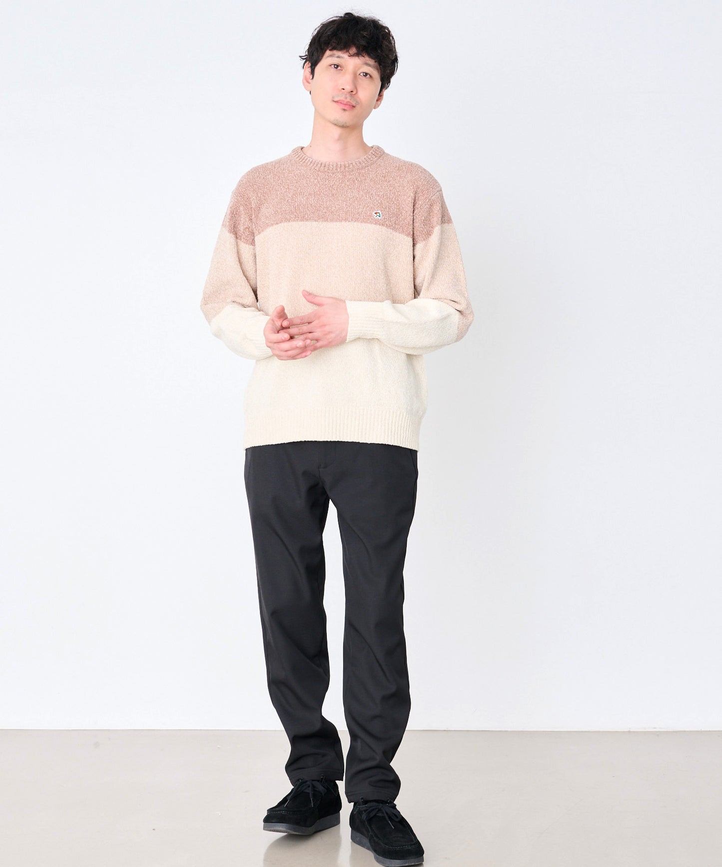 【タイムセール】モールニット カラーブロック プルオーバー