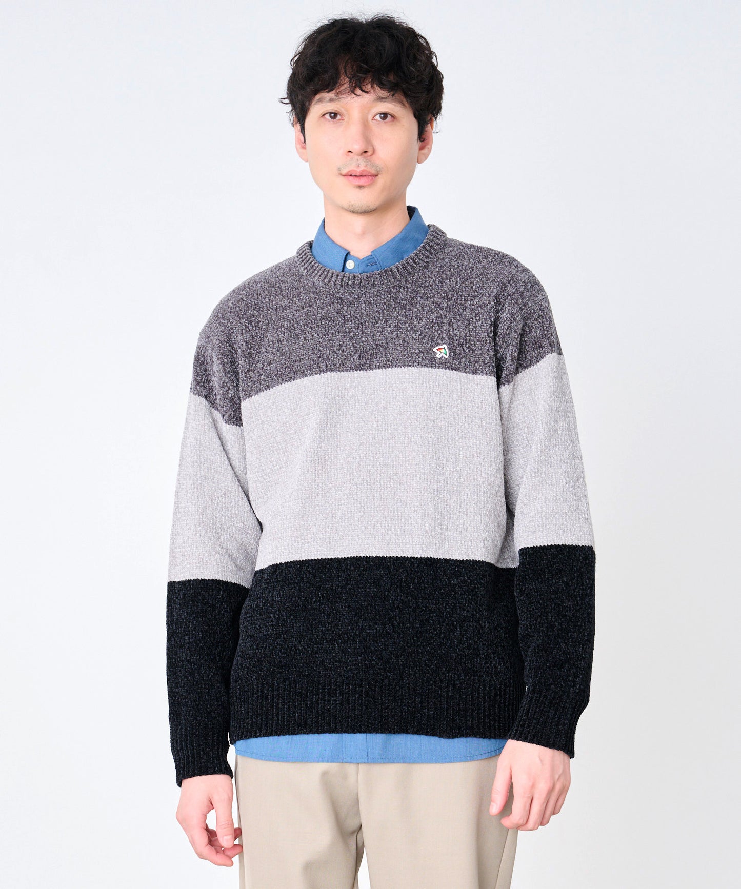 【タイムセール】モールニット カラーブロック プルオーバー