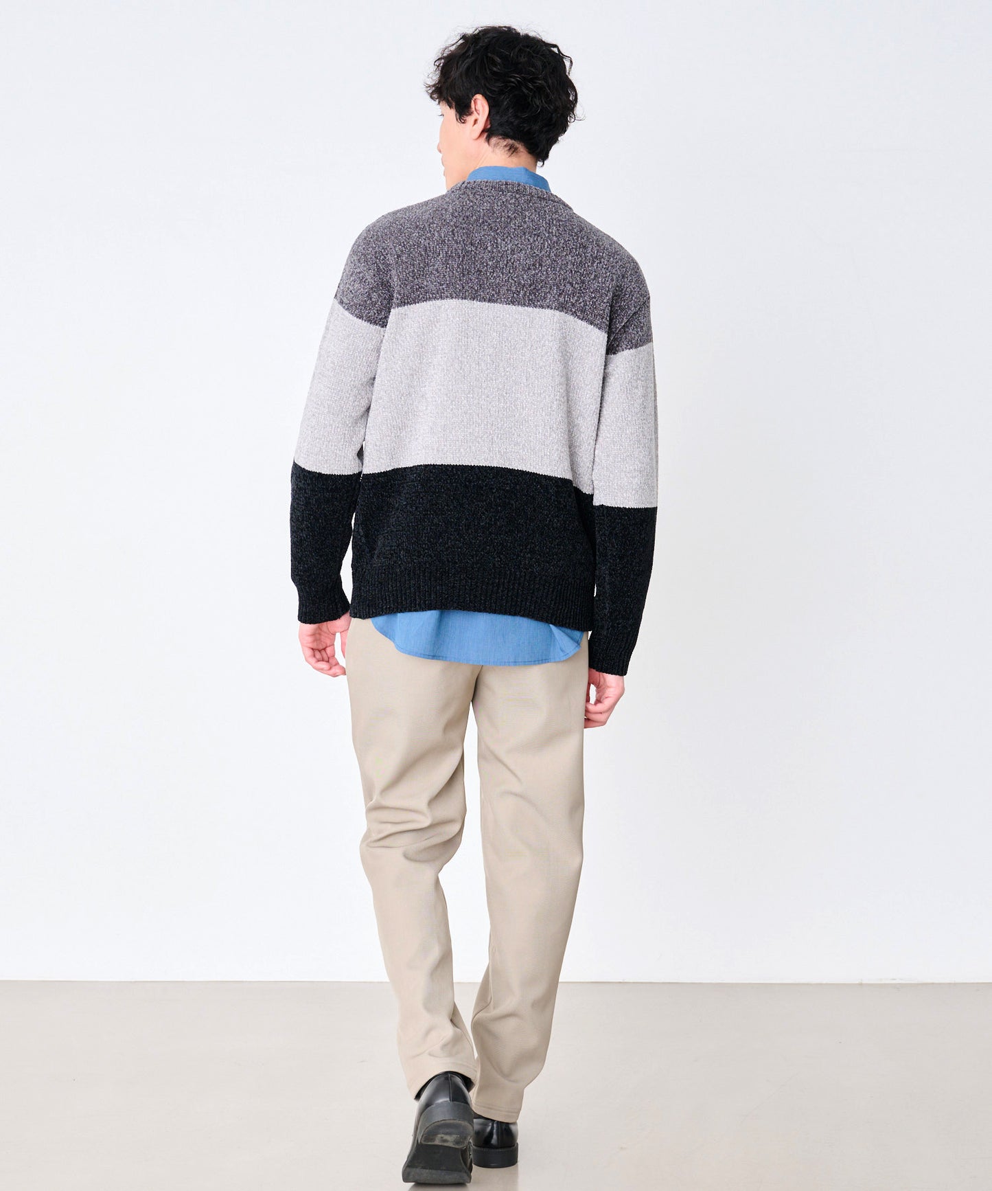 【タイムセール】モールニット カラーブロック プルオーバー