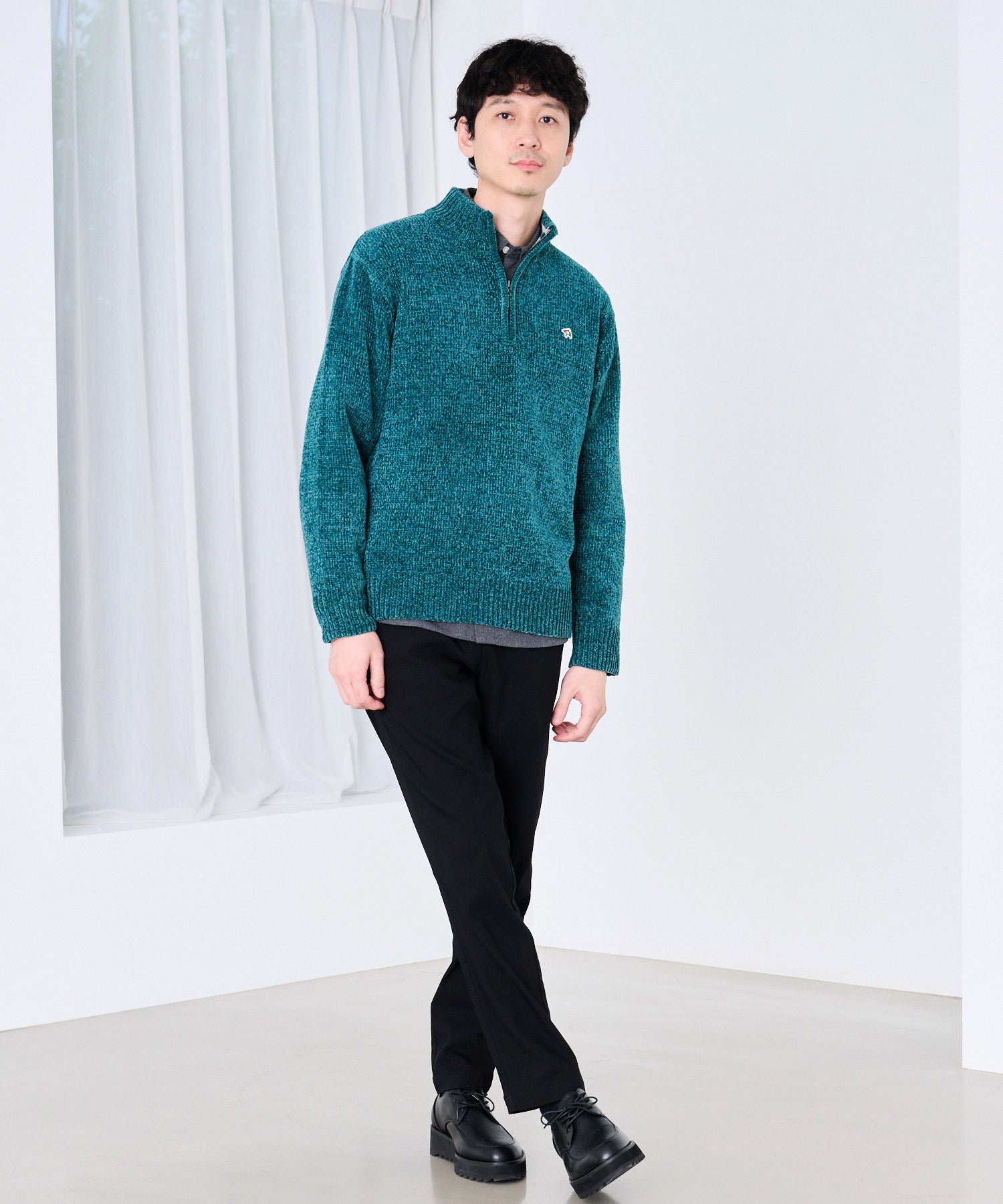 モールニット ハーフジップ プルオーバー（ニット/セーター/メンズ