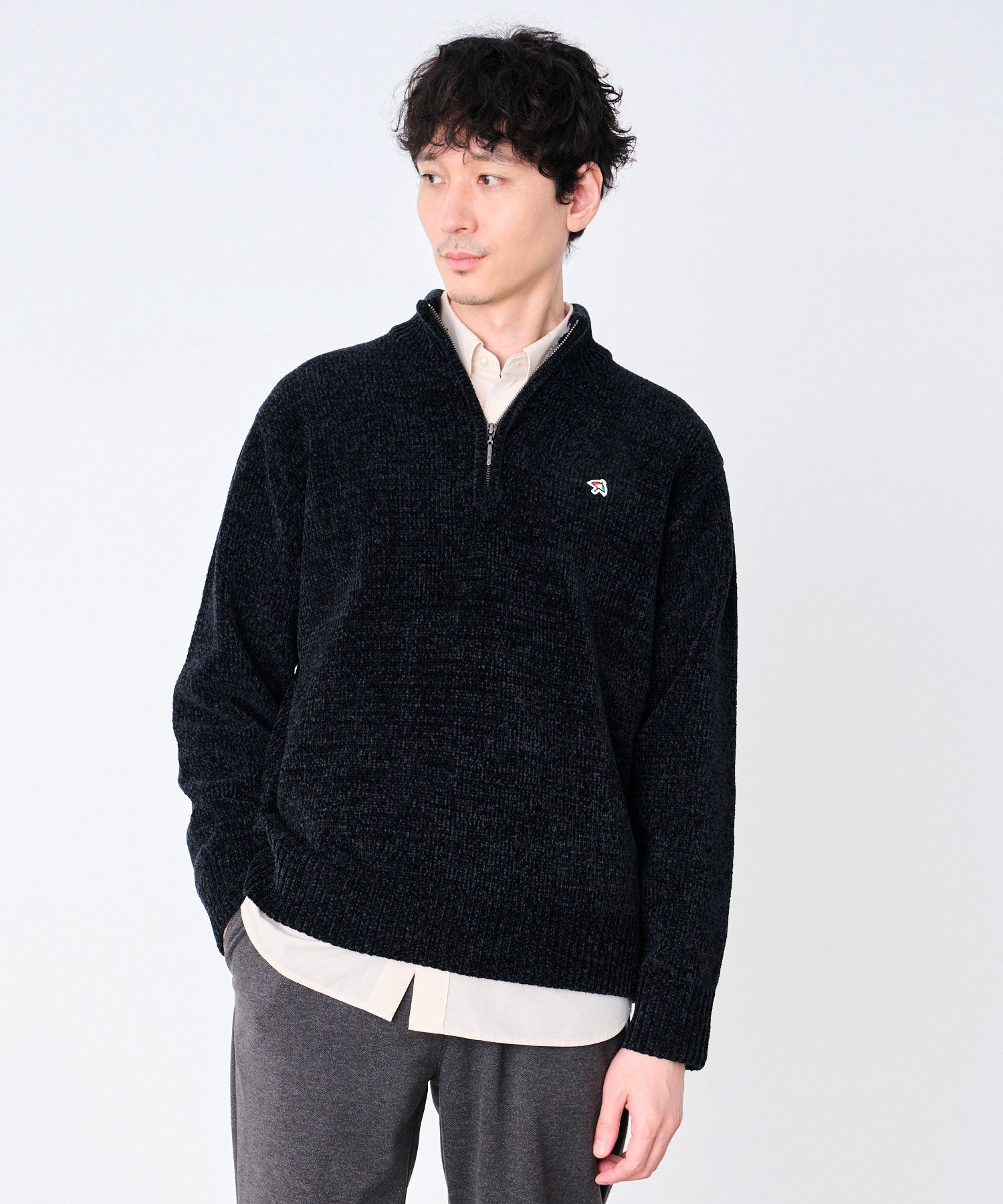 モールニット ハーフジップ プルオーバー（ニット/セーター/メンズ