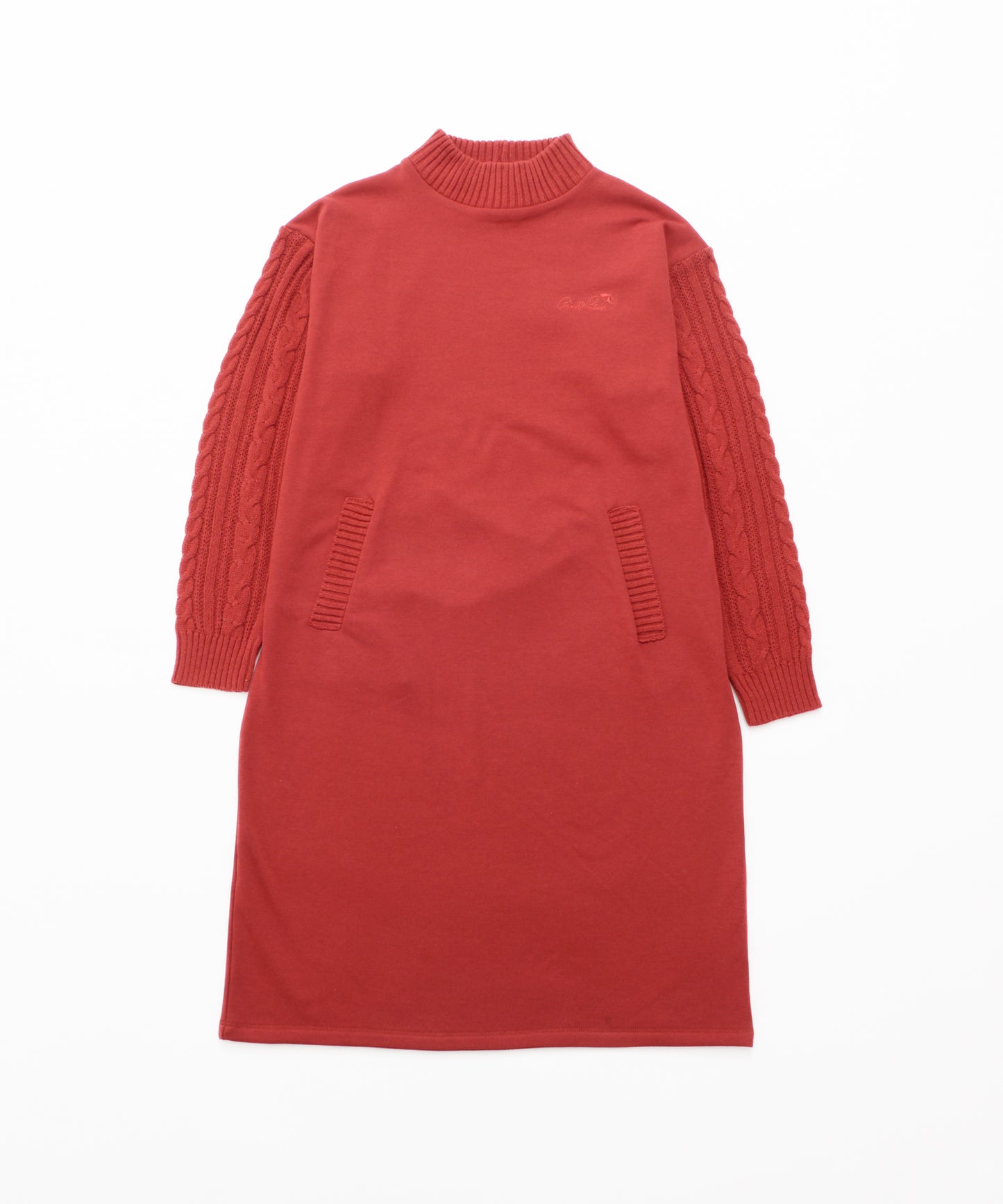 裏フリース ニットドッキング ワンピース