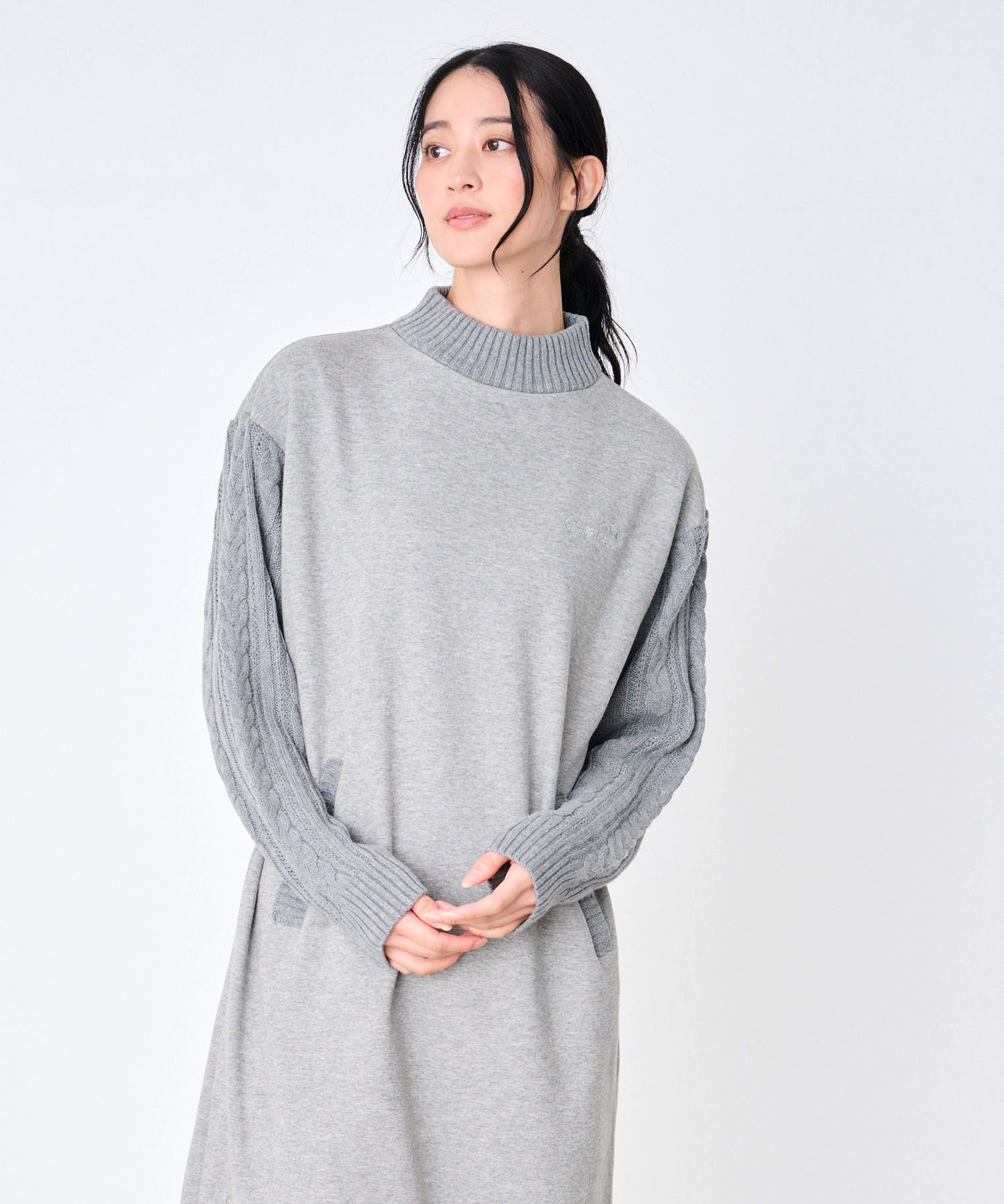 裏フリース ニットドッキング ワンピース