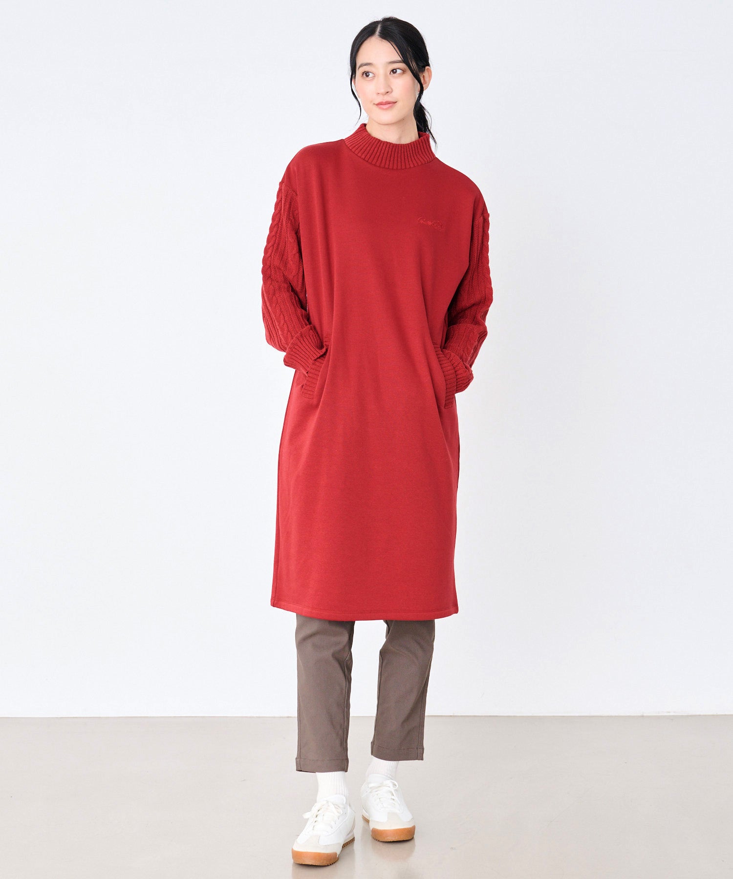 裏フリース ニットドッキング ワンピース（ワンピース/レディース
