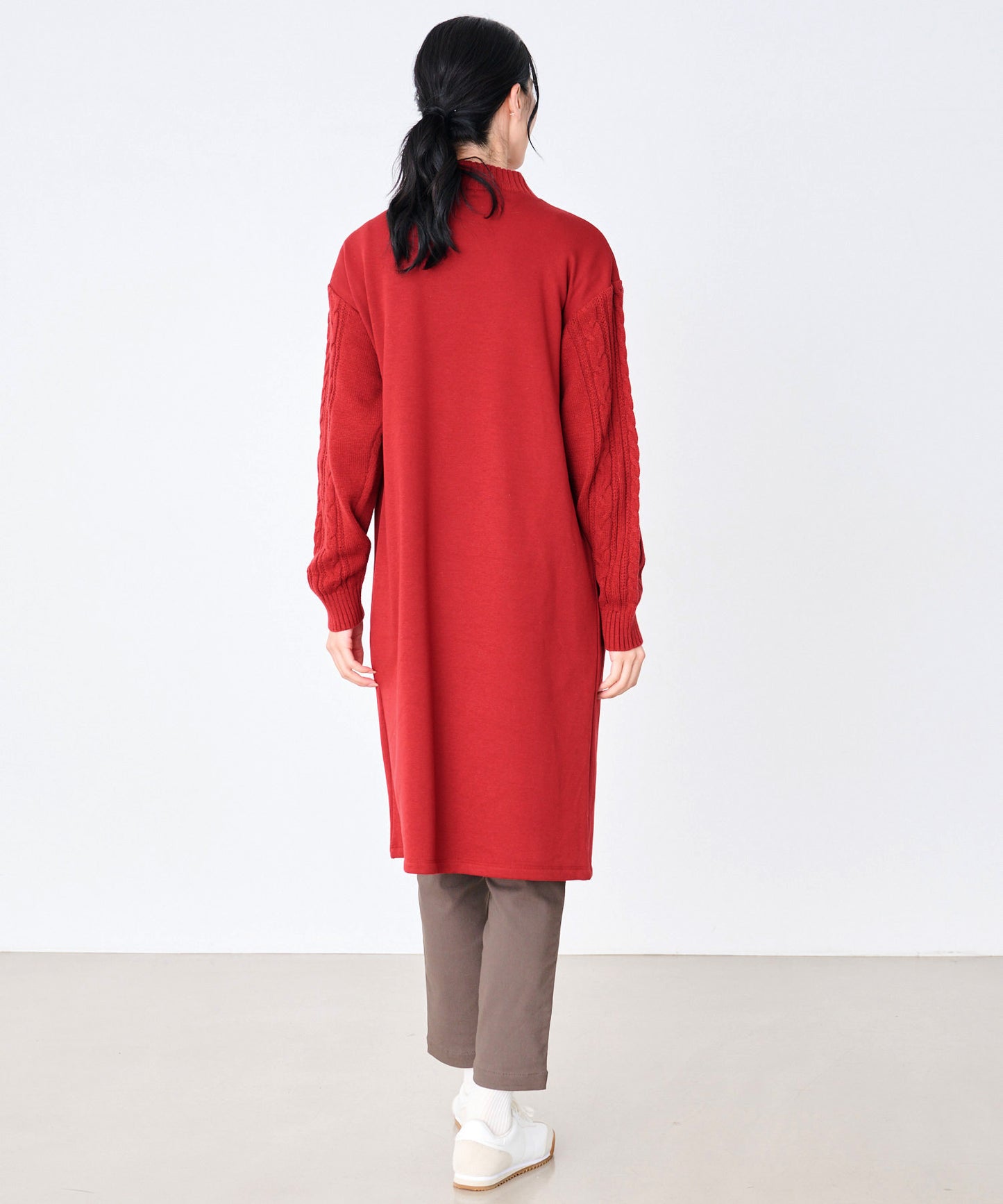裏フリース ニットドッキング ワンピース