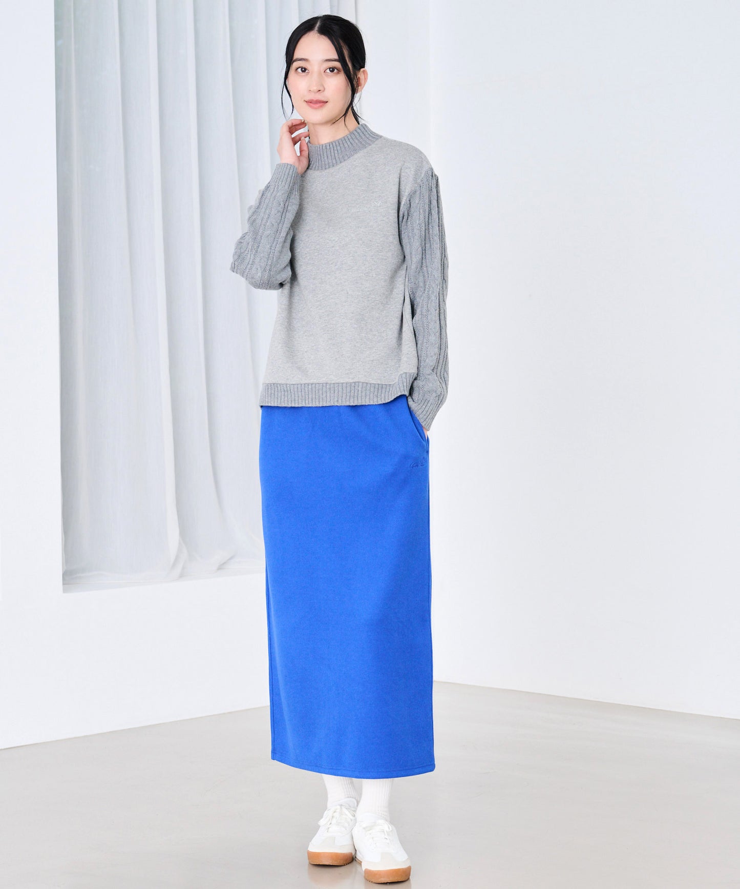 裏フリース ニットドッキング プルオーバー