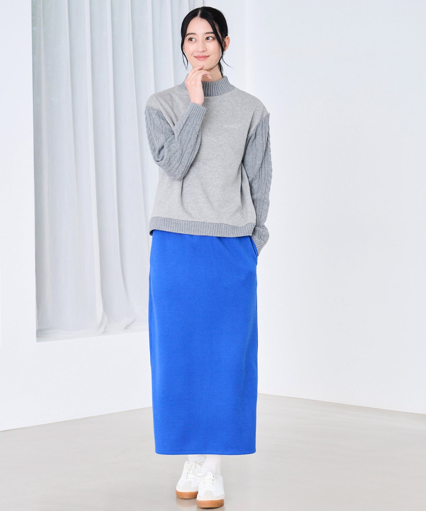 裏フリース ニットドッキング プルオーバー