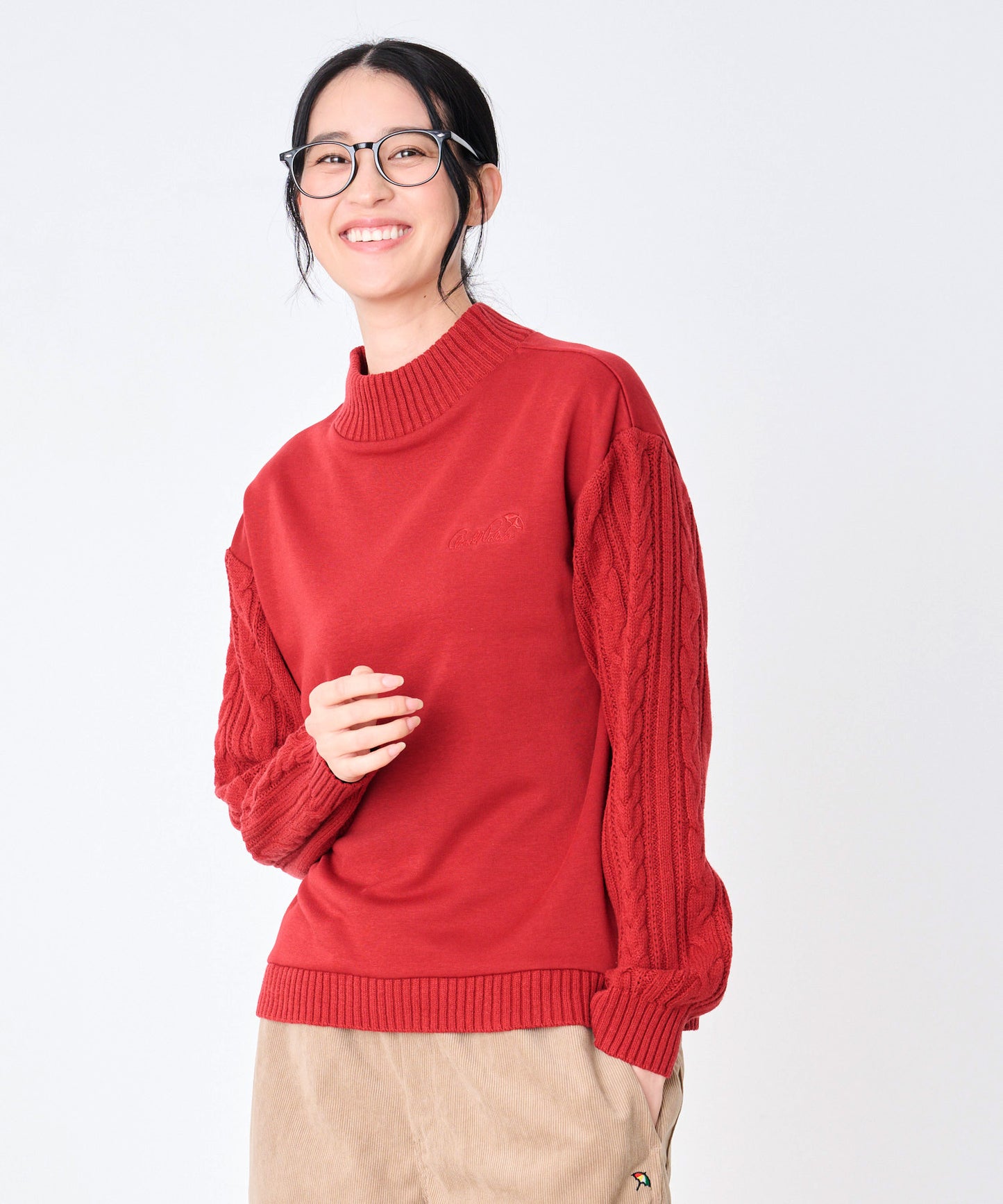 裏フリース ニットドッキング プルオーバー