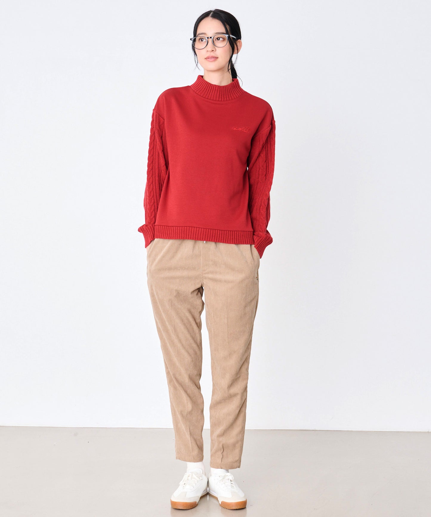 裏フリース ニットドッキング プルオーバー