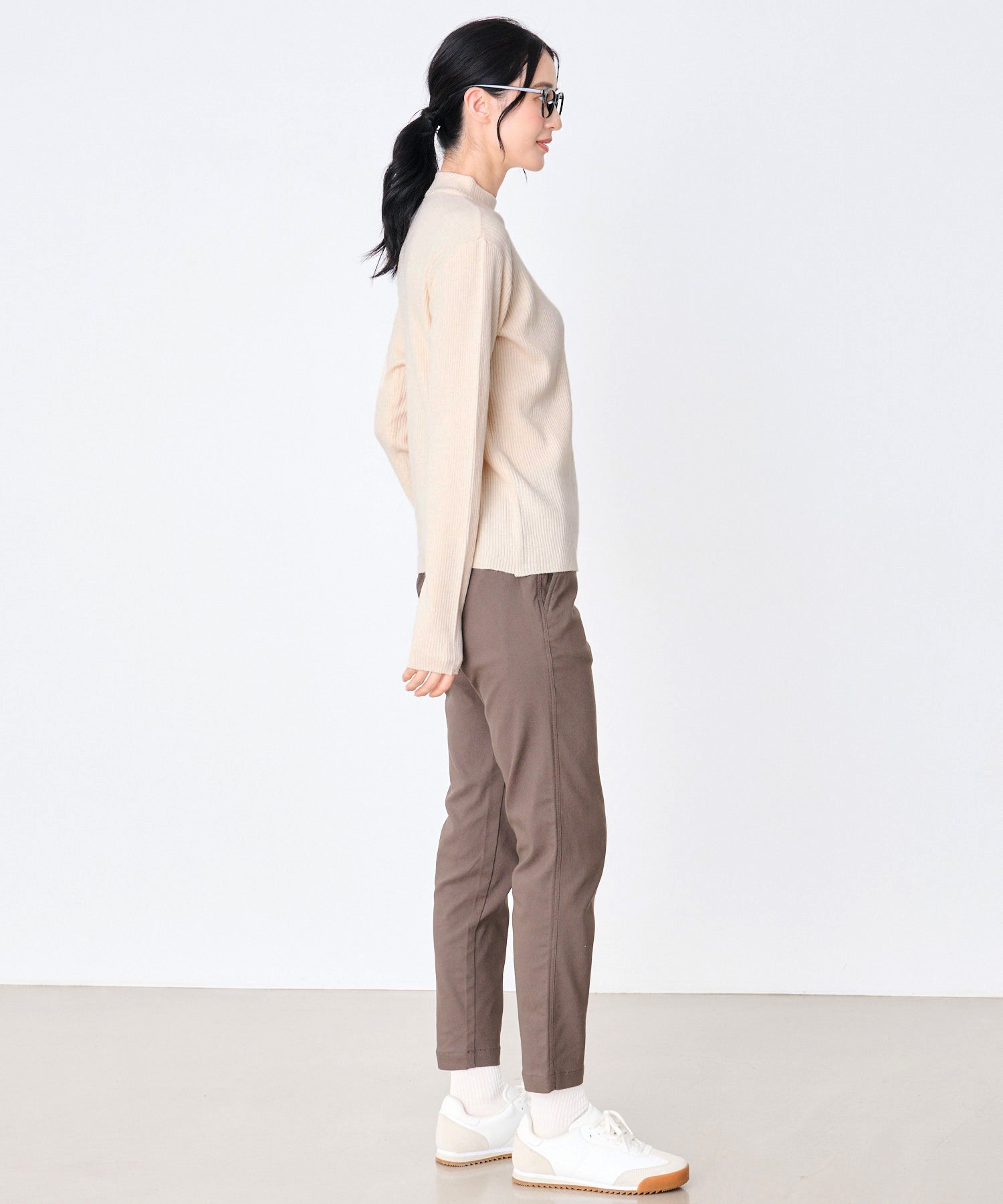 美品 2023AW マークアンドロナ Ever Luxe Knit ハイネック ベーシック リブハイネック ニット（ニット/セーター/レディース