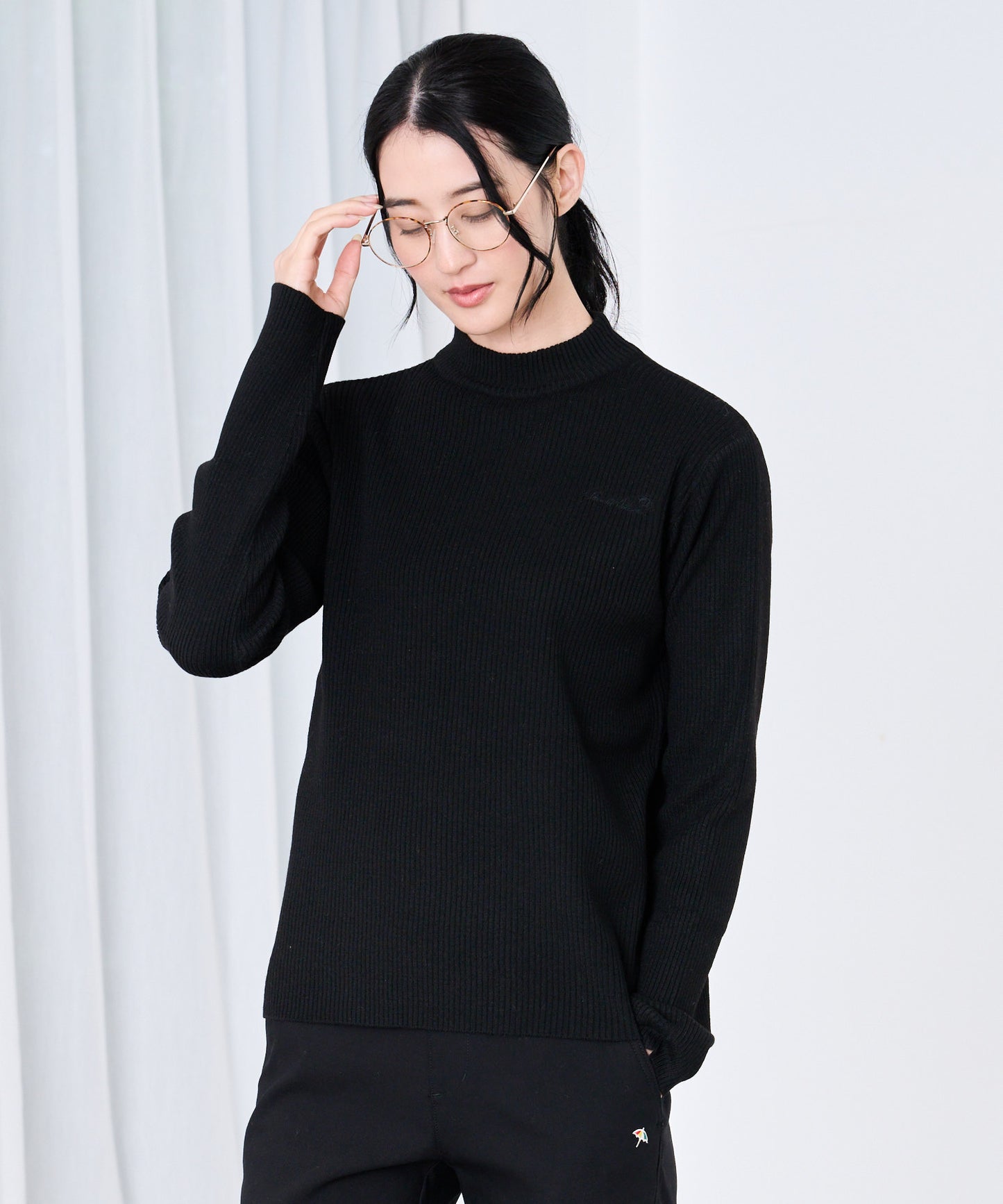 ベーシック リブハイネック ニット