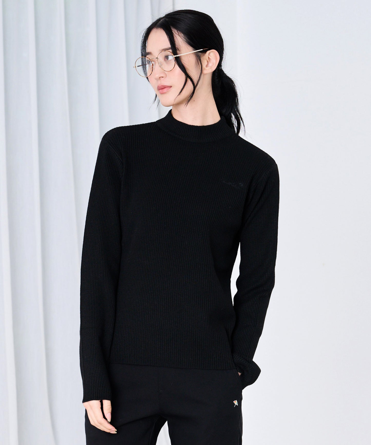 ベーシック リブハイネック ニット