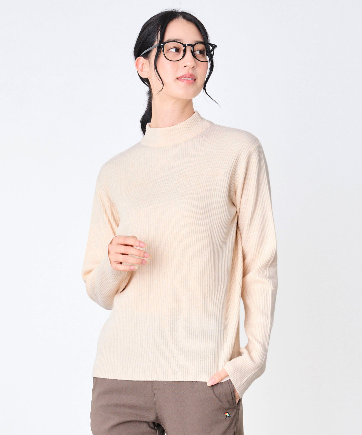 ベーシック リブハイネック ニット