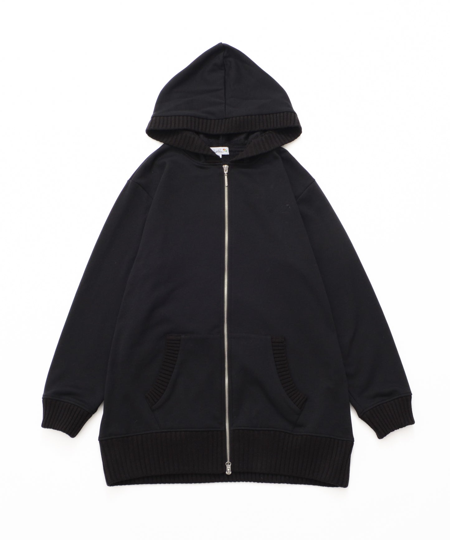 裏フリース ニットドッキング チュニックパーカー