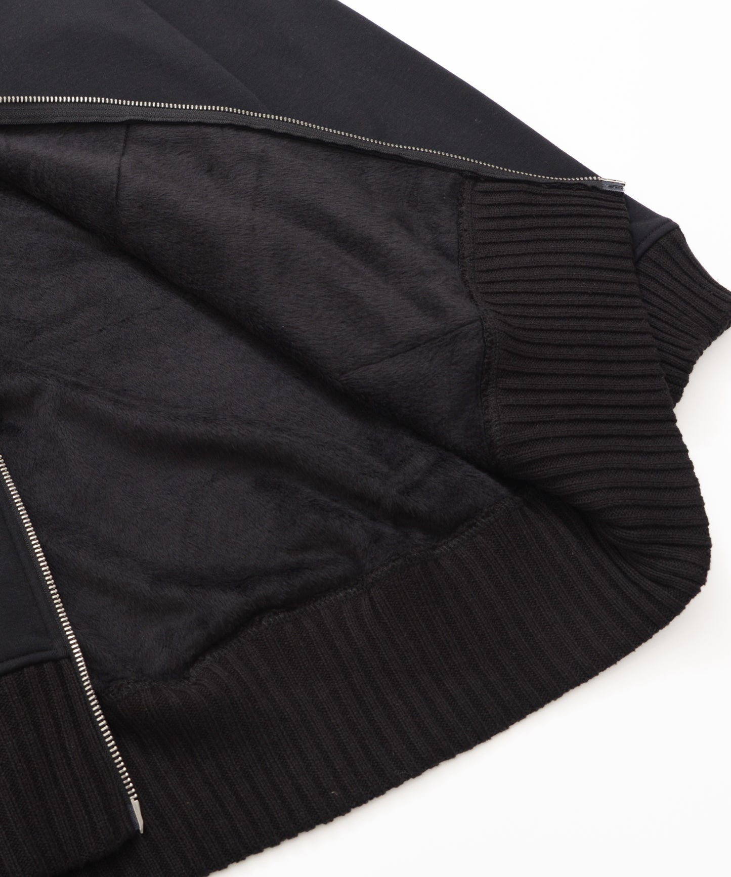 裏フリース ニットドッキング チュニックパーカー