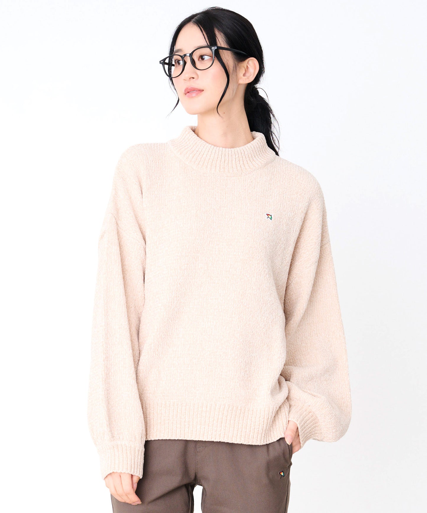 【タイムセール&2BUY対象】モールニット モックネック プルオーバー