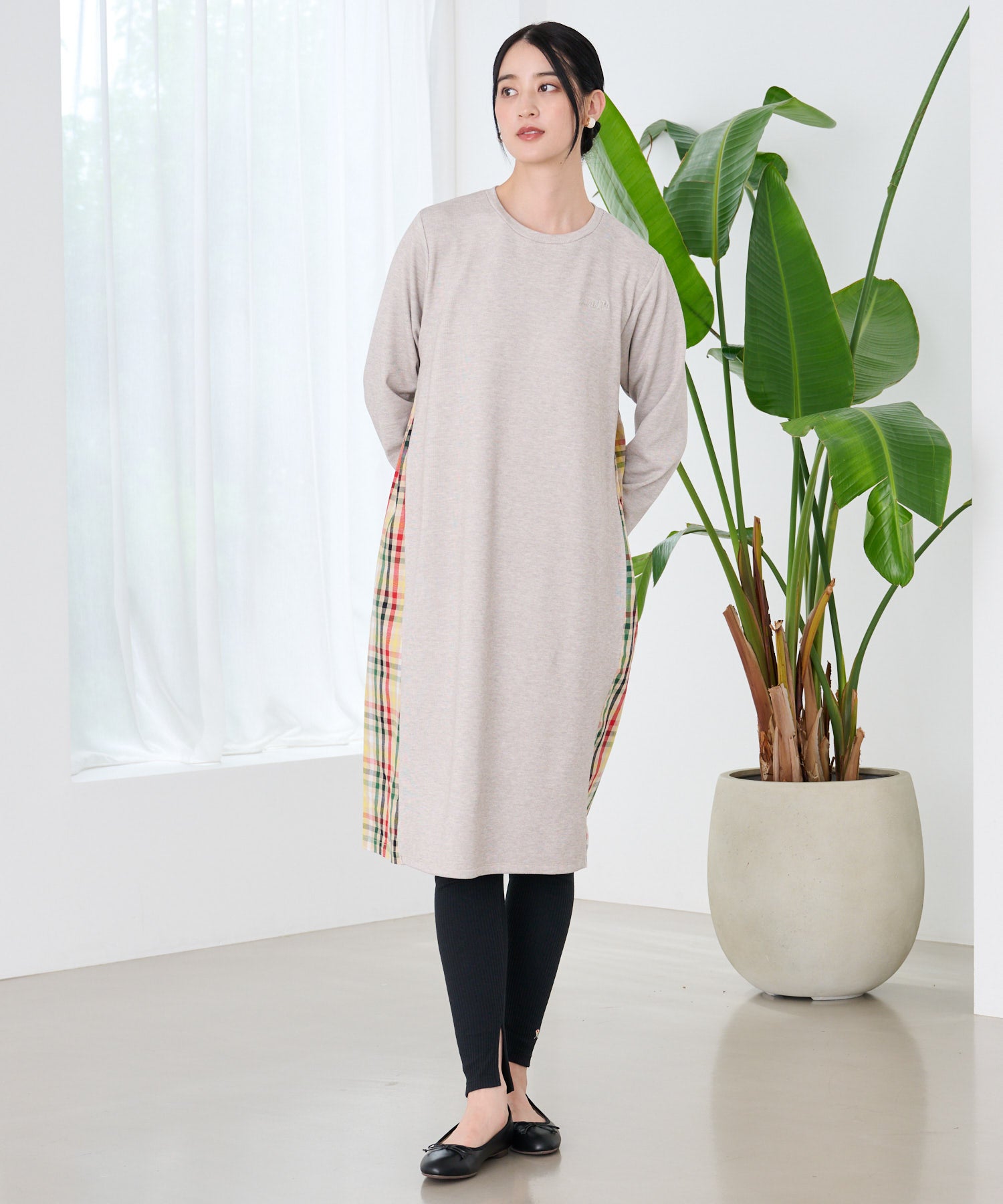 マシュマロリブ サイドチェック ワンピース（ワンピース/レディース