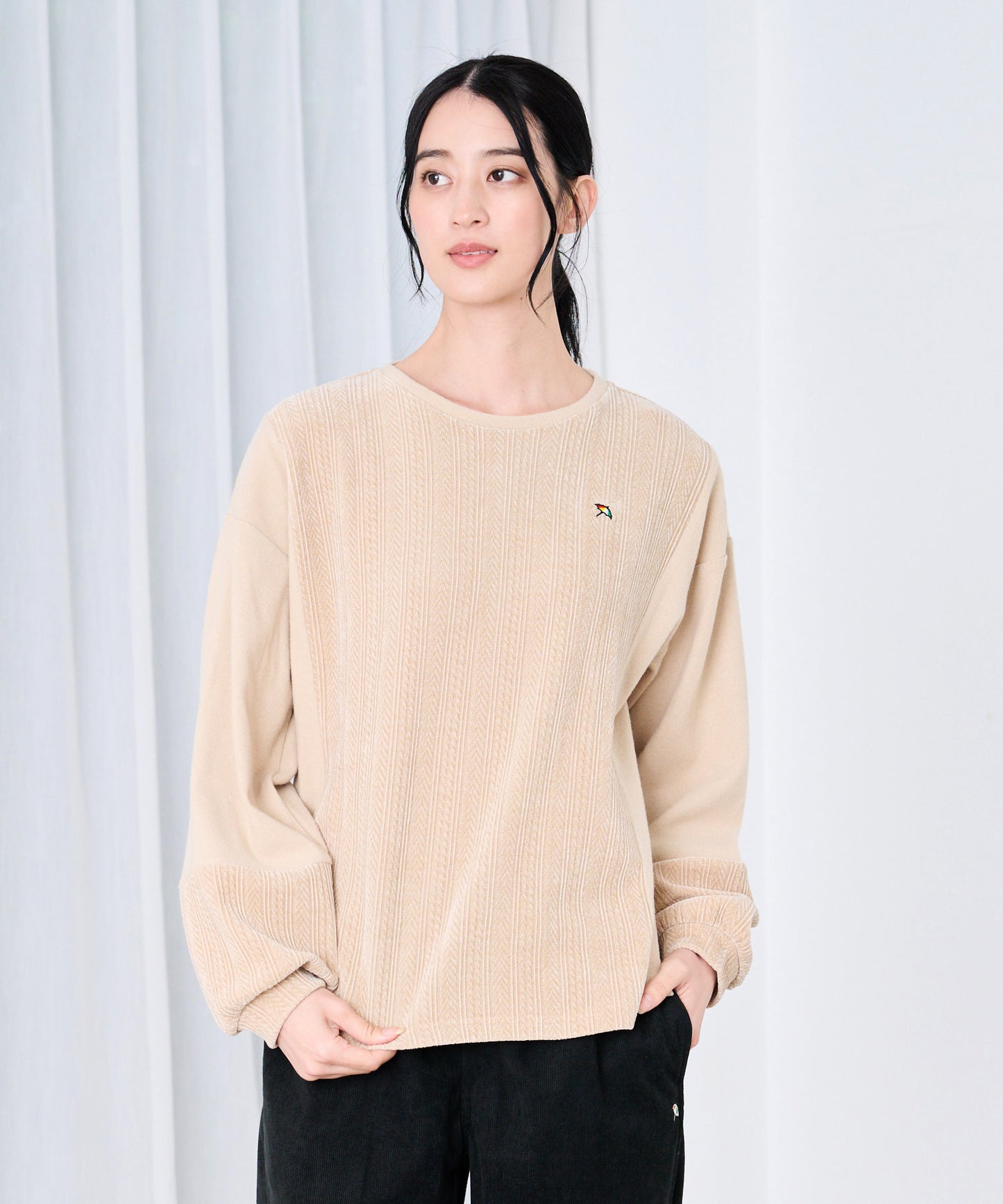 【予約】異素材ミックス ドッキング プルオーバー