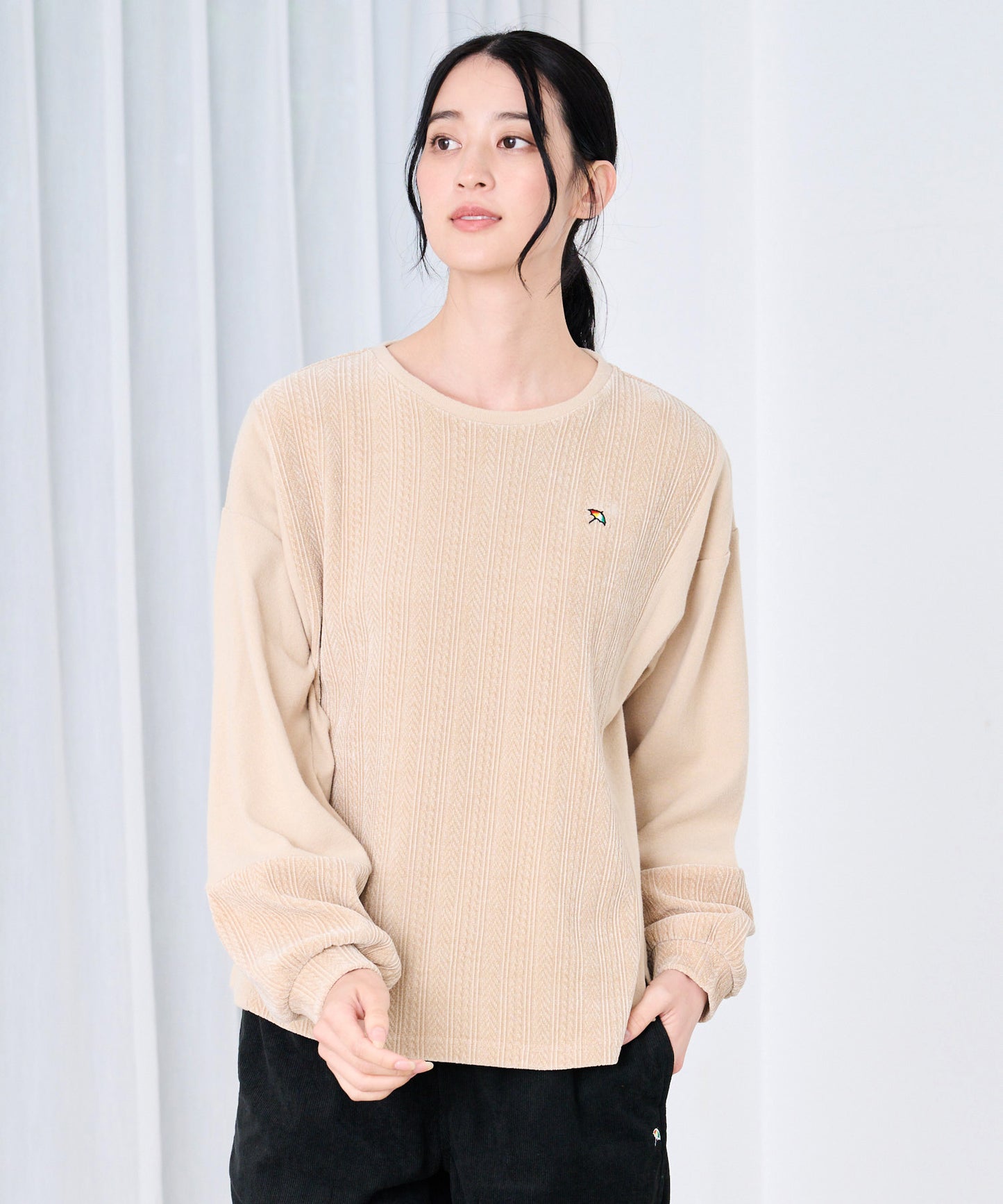 【予約】異素材ミックス ドッキング プルオーバー