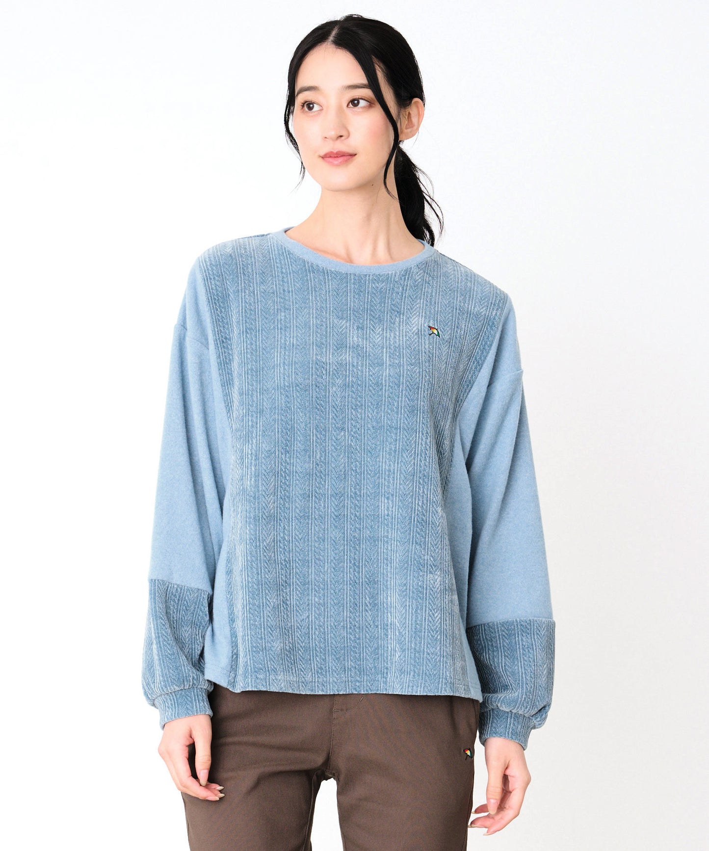 【予約】異素材ミックス ドッキング プルオーバー