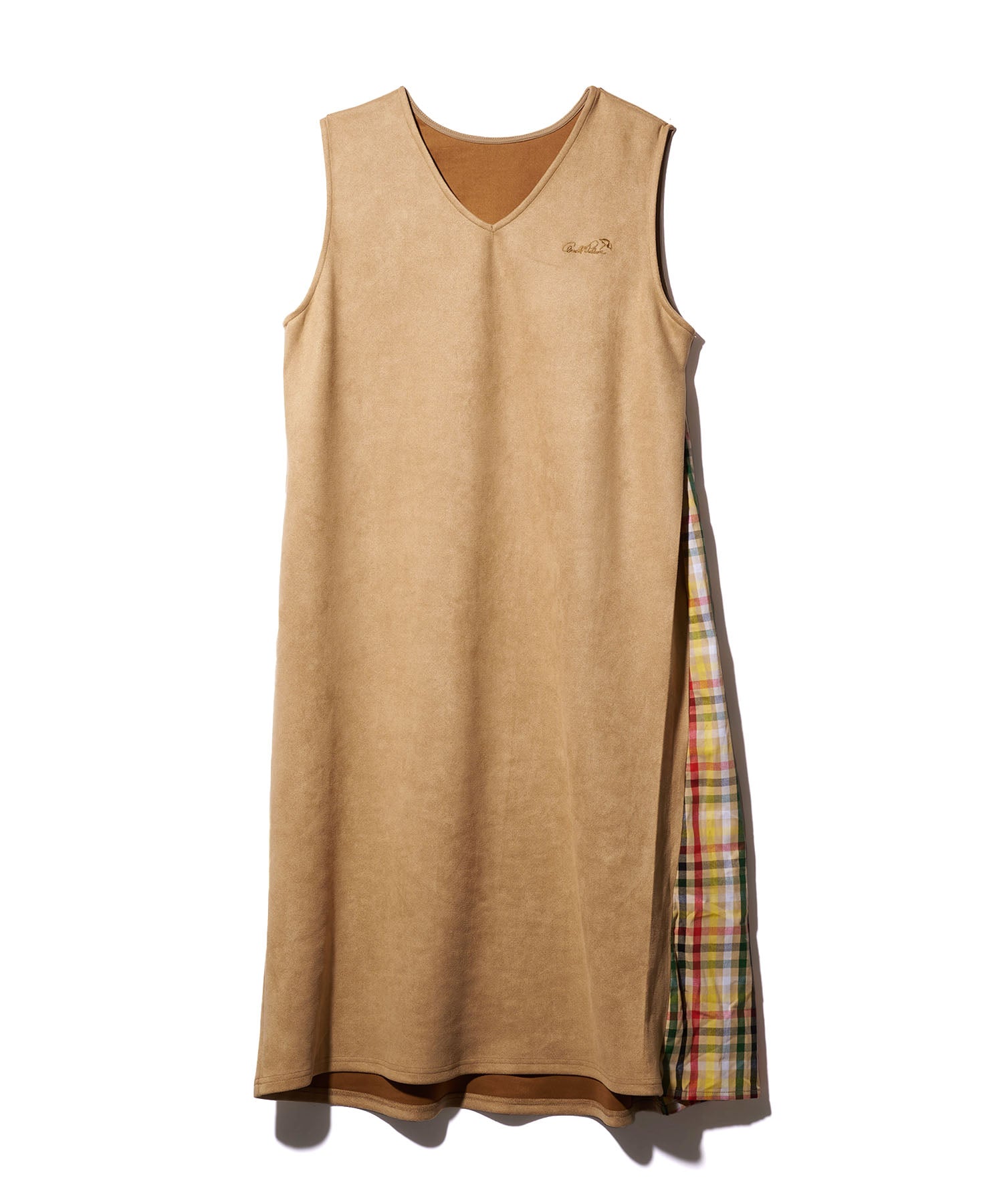 スエードポンチ Vネック Aラインジャンスカ（ジャンパースカート