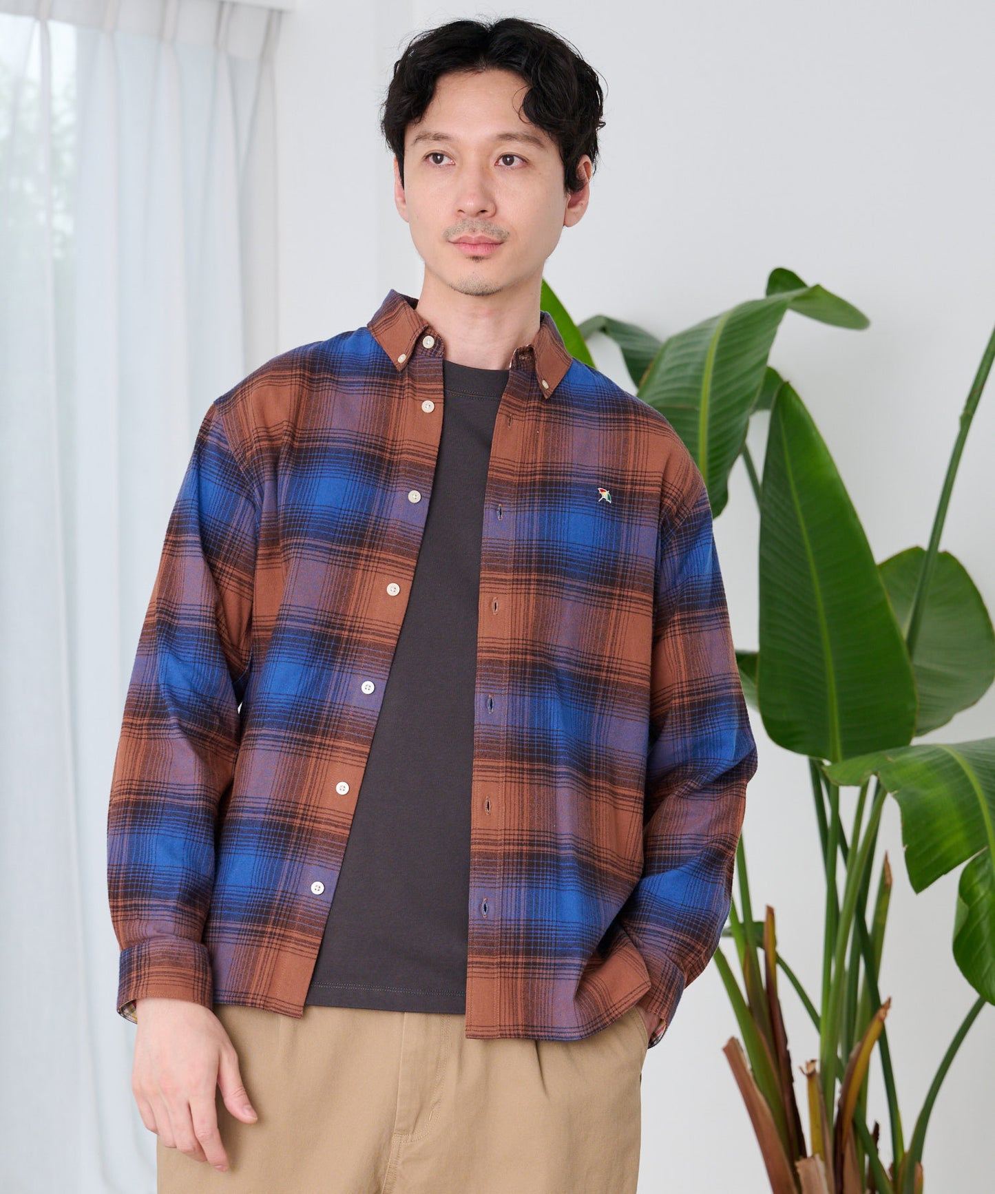 ネルチェック 長袖 シェア シャツ
