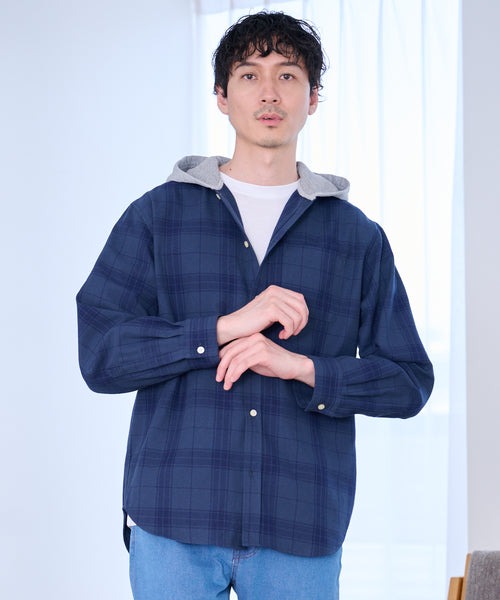 アーノルド パーマー(Arnold Palmer)シャドーチェック 長袖 フードシャツ