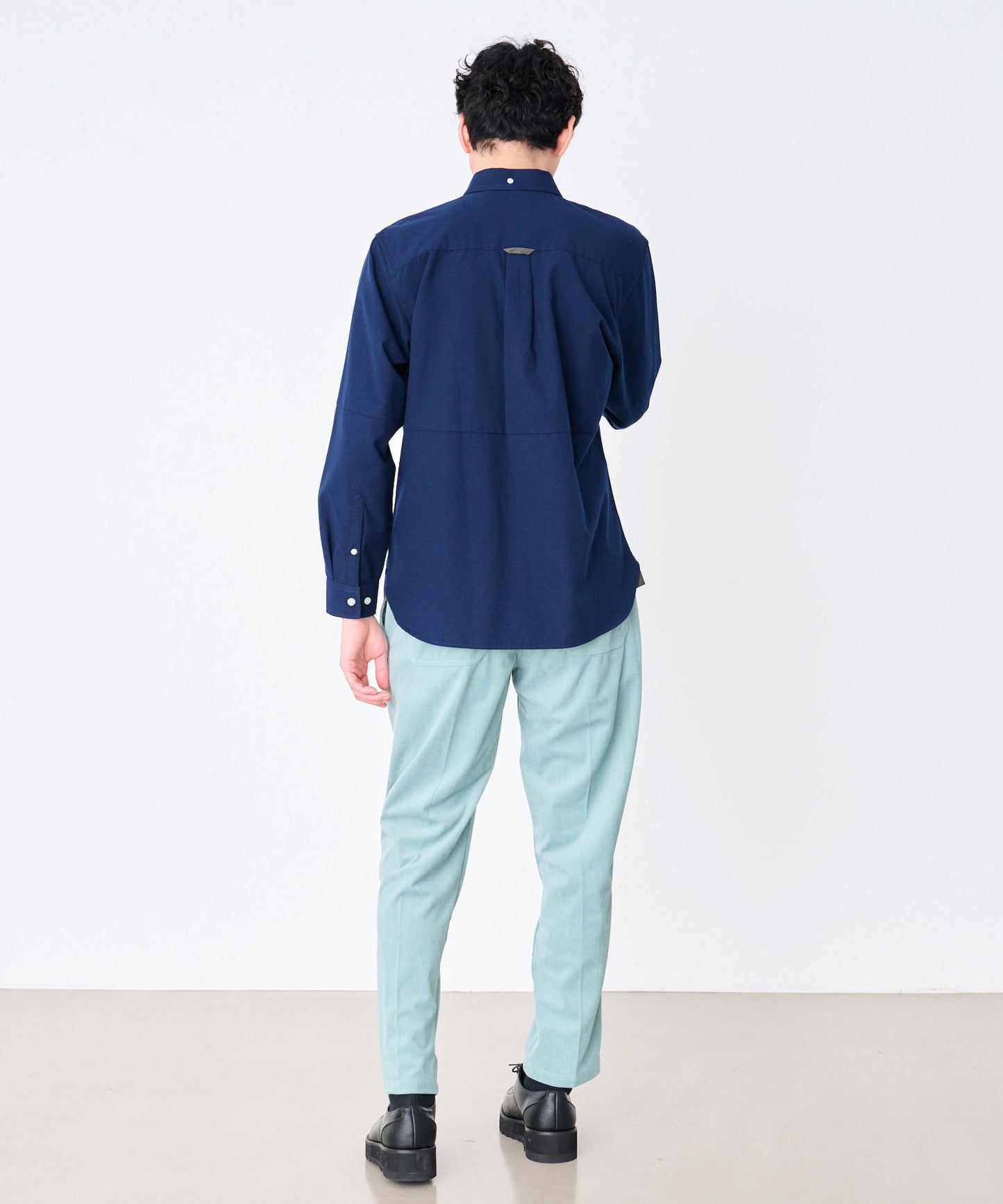 ウールライク起毛 ブロッキング シャツ