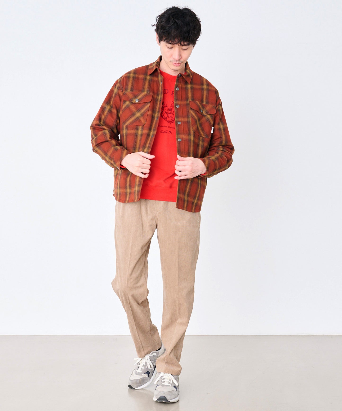 ネルチェック 中わた入り シャツジャケット