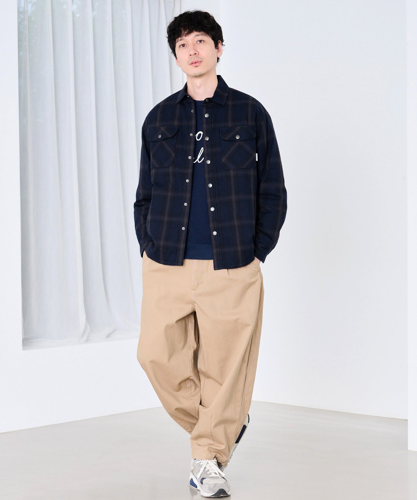 ネルチェック 中わた入り シャツジャケット