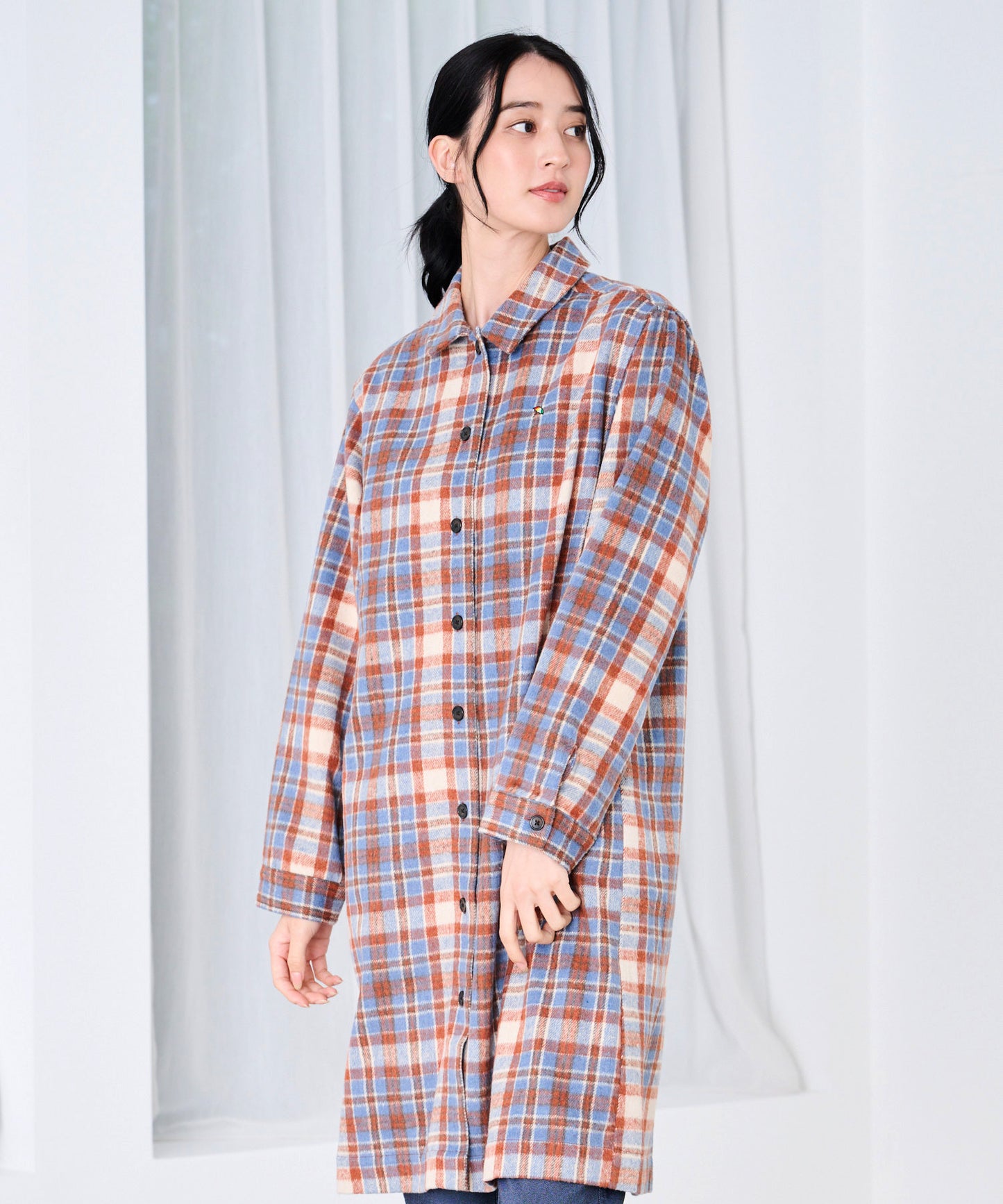 ヘビーネル 先染め シャツワンピース