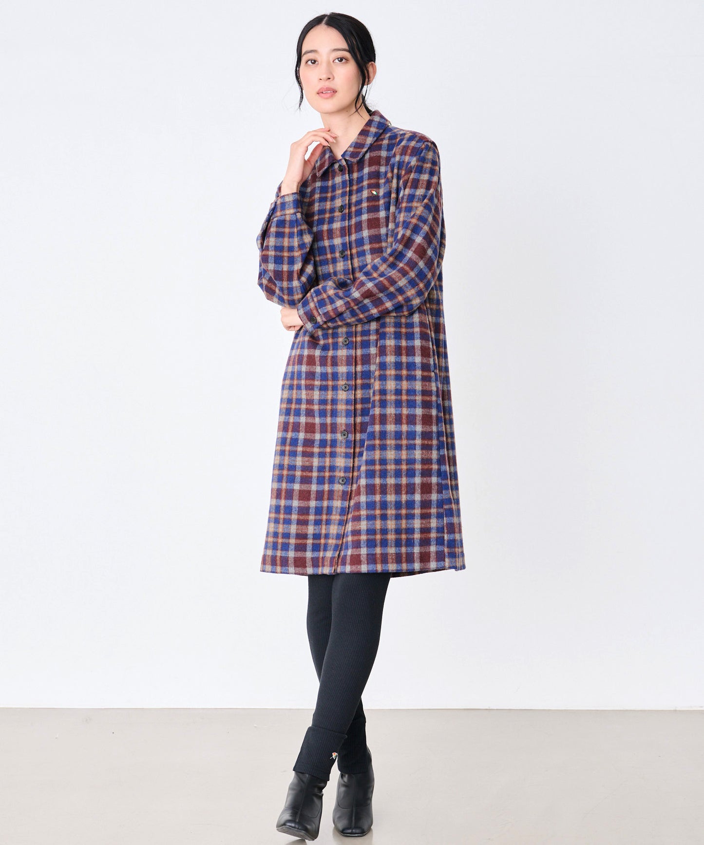 ヘビーネル 先染め シャツワンピース