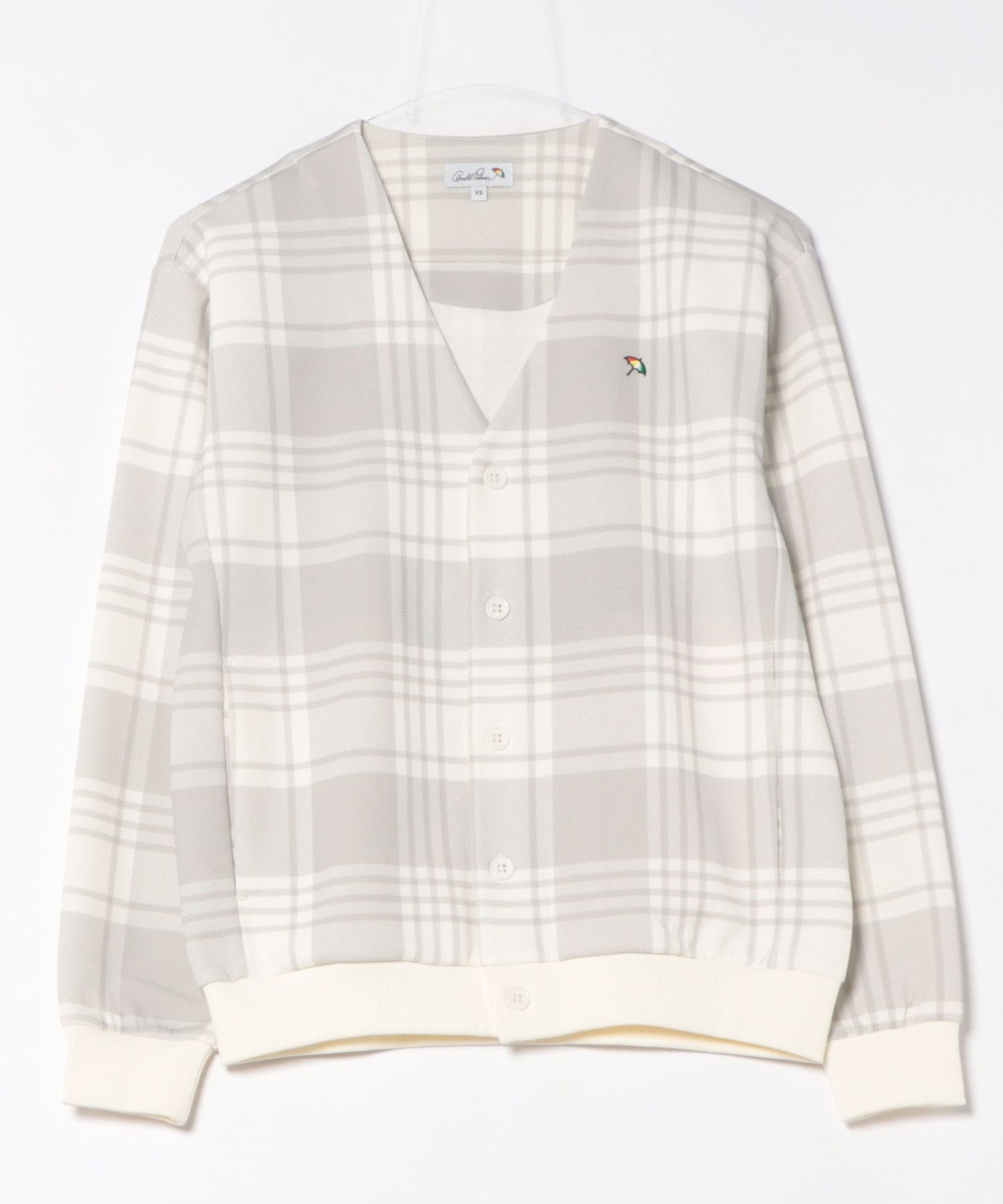 【ポイントUP対象】シルキーポンチ チェックプリント カーディガン