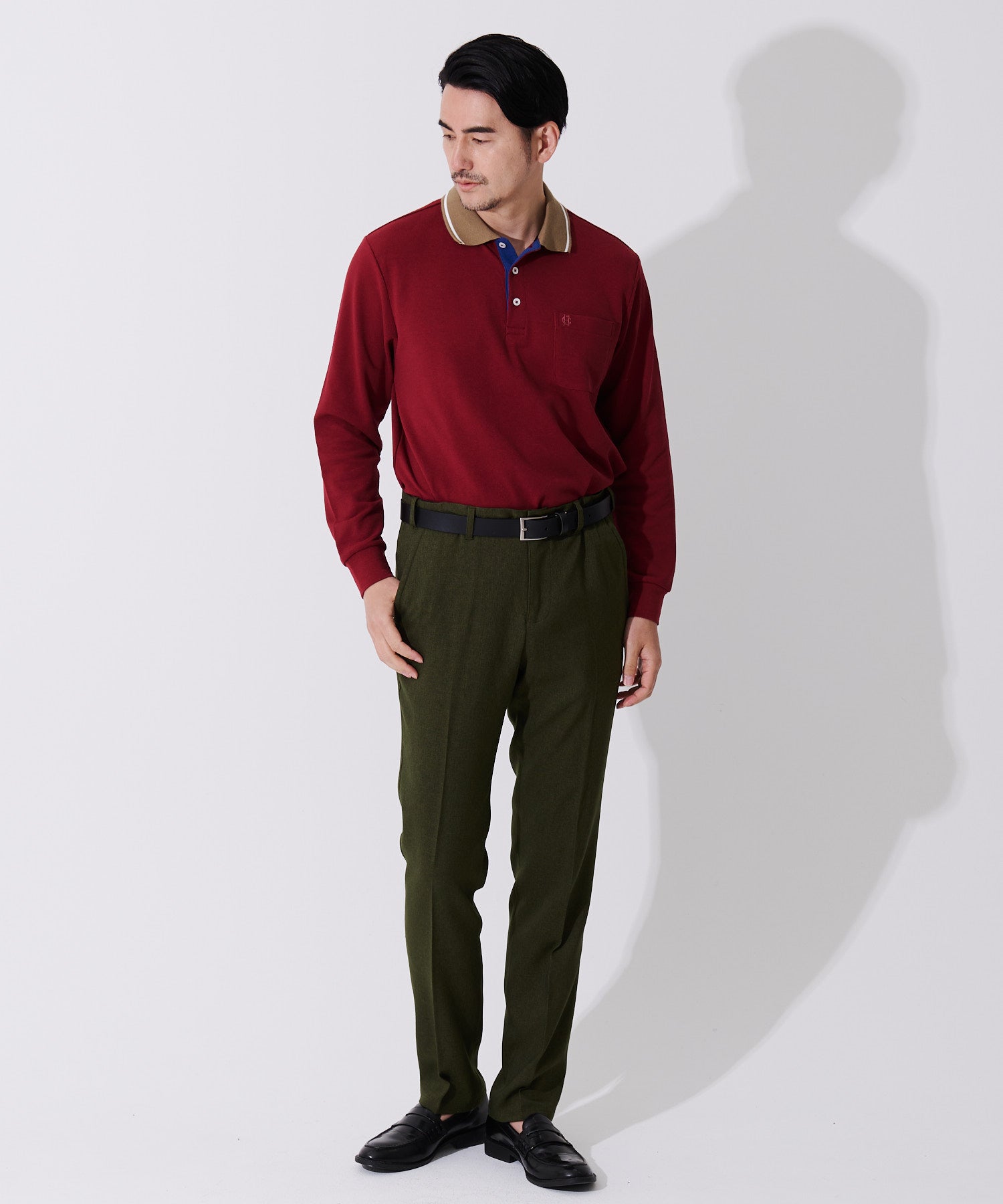 T/Cカノコ横ブロッキング長袖ポロシャツ – MIZUJIN WEBSHOP