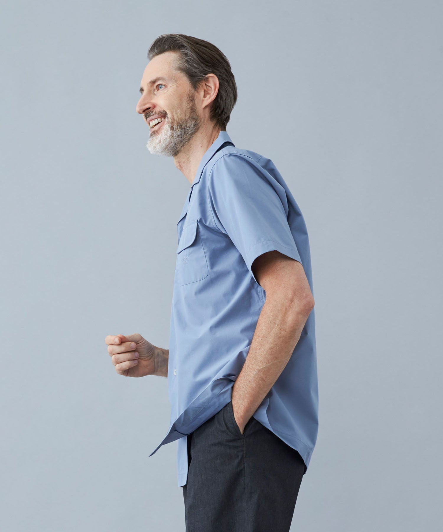 タイプライタークロス 無地 半袖 オーバーシャツ 21ssale【公式】Henry